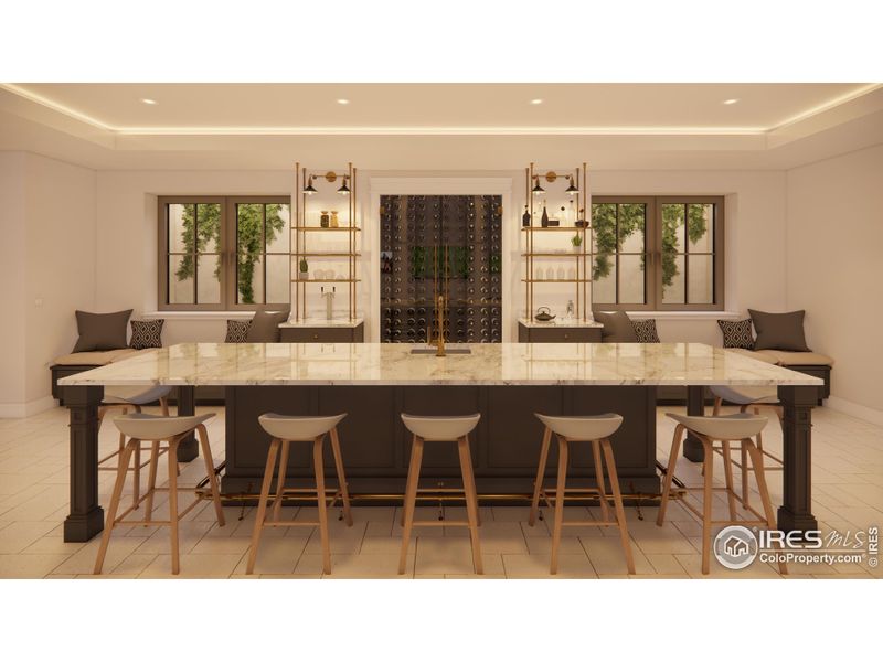 Gorgeous wet bar with walk-in wine cellar