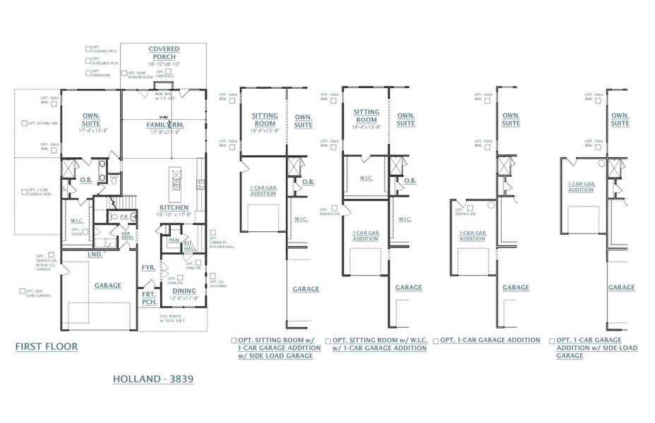 2D floor plan layout for the Holland - Single Family Homes by Dream Finders Homes in Goodwin Farms, Fairview, TN (Image 4).