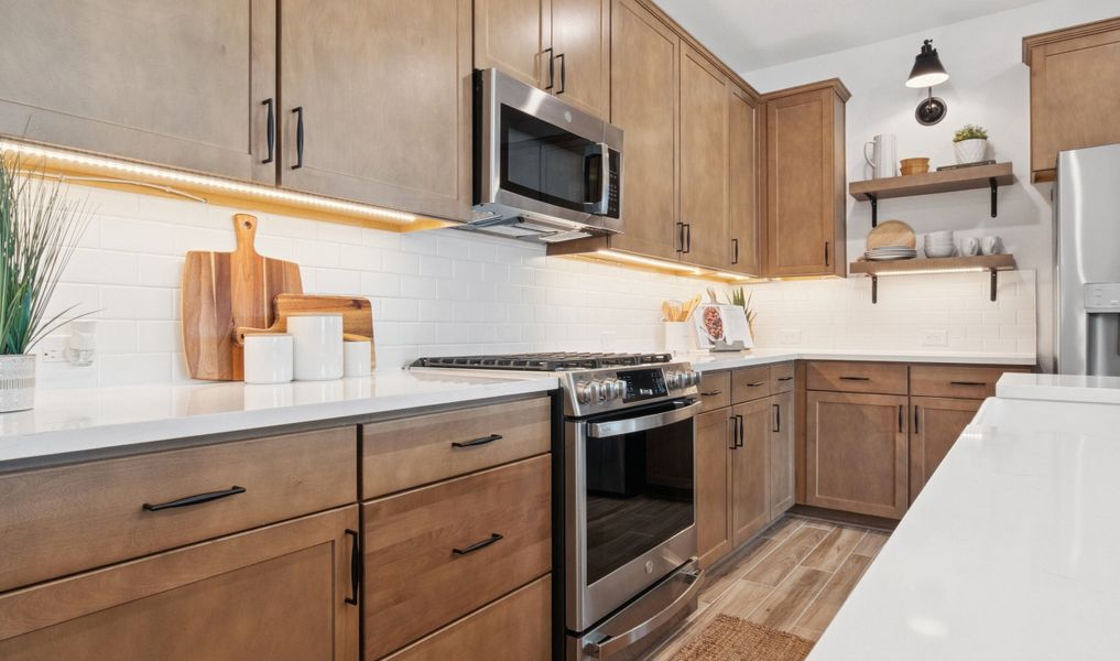 Kitchen with floating shelves