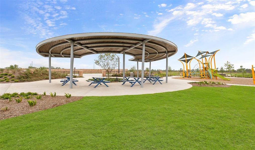 Enjoy an outdoor lunch at a picnic table.