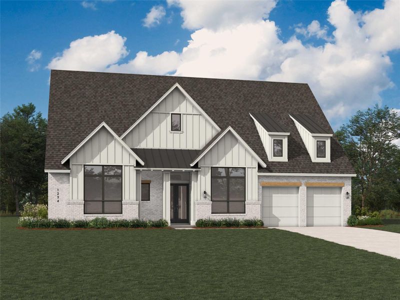 Front exterior of a new home in Parkside On The River: 70ft. lots, Georgetown, TX, highlighting curb appeal (Image 1). Front exterior of a new home in Parkside On The River: 70ft. lots, Georgetown, TX, highlighting curb appeal (Image 1).