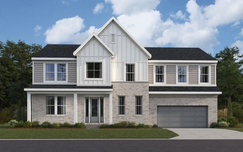 Representative exterior photo of a completed home built from the Beckett by Fischer Homes in Twin Lakes, Hoschton, GA (Image 10).