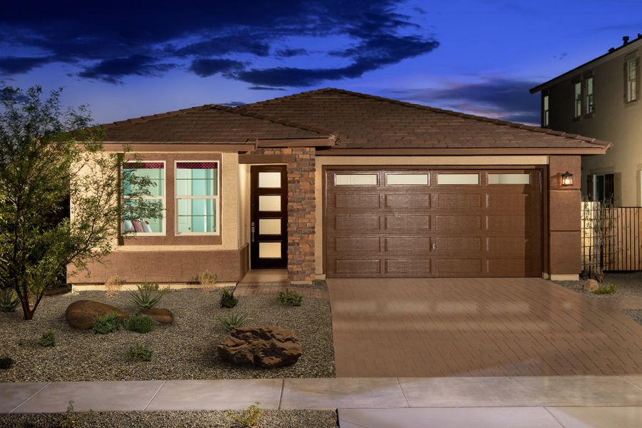 Representative exterior photo of a completed home built from the Shiloh by Beazer Homes in Highpointe at Northpointe, Peoria, AZ (Image 22).