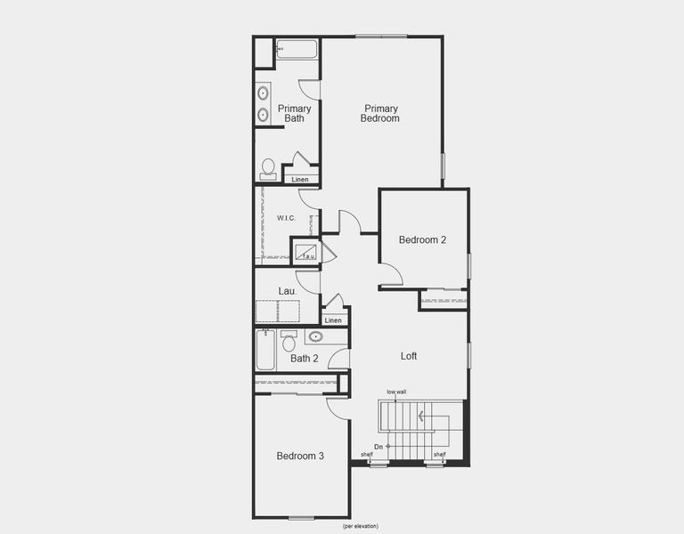 2D floor plan layout for the Plan 2039 by KB Home in Canoe Creek Reserve I, St. Cloud, FL (Image 11).