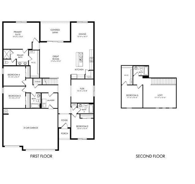 2D floor plan layout of this home in Oakfield Trails - Signature Series, Parrish, FL (Image 2).