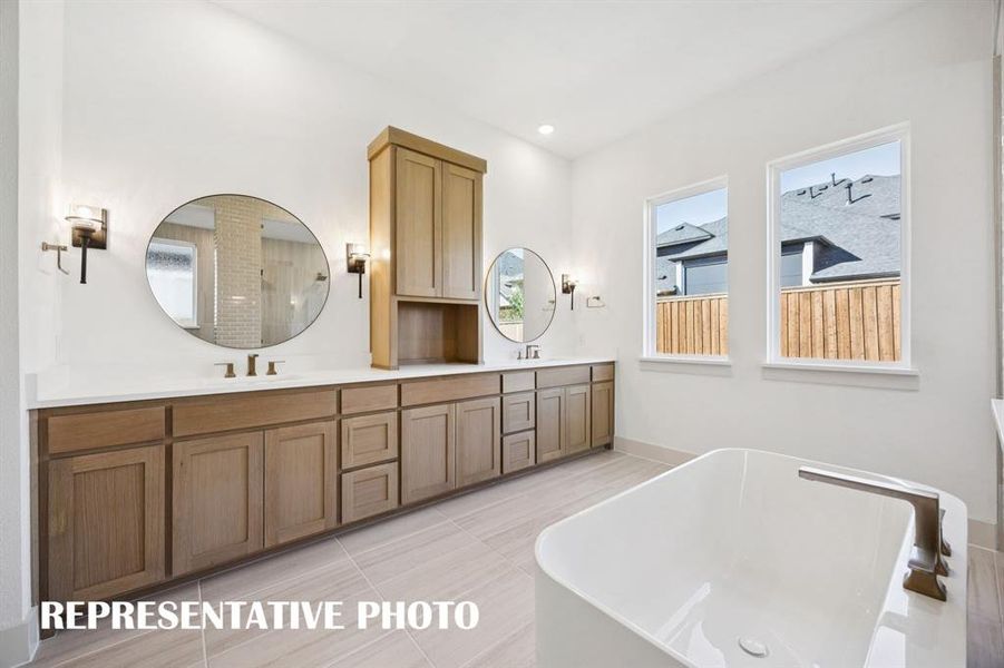 No shortage of space or style in this dream owner's bath designed with two in mind!  REPRESENTATIVE PHOTO