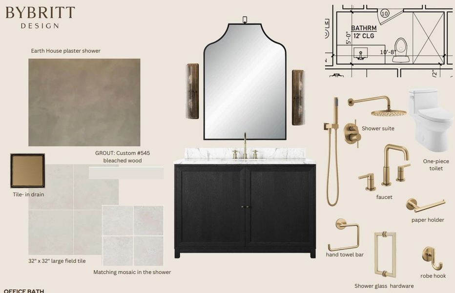 Visualize your future bath with elegant fixtures, including a shower suite and a sleek vanity.