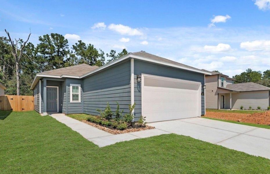 Front exterior of a new home in Maple Heights, Porter, TX, highlighting curb appeal (Image 17).