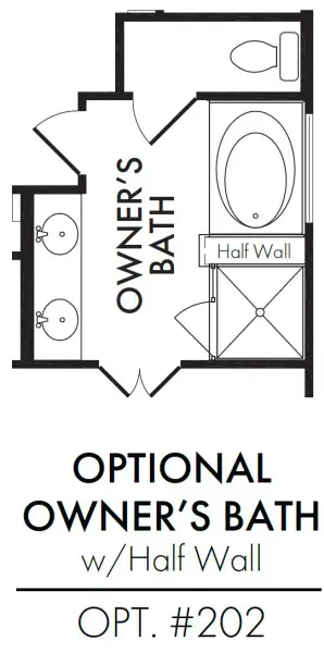 Master Bath – Tub Shower 1/2 Wall