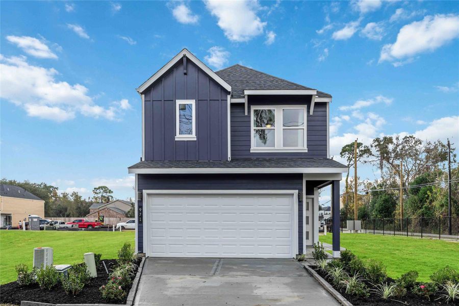 Front exterior of a new home in Mansfield Park, Houston, TX, highlighting curb appeal (Image 2). Front exterior of a new home in Mansfield Park, Houston, TX, highlighting curb appeal (Image 2).