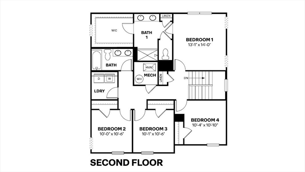 2D floor plan layout for the Meridian by D.R. Horton in Mustang Ridge, Andrews, TX (Image 4).