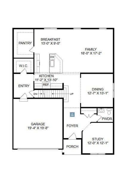 2D floor plan layout for the Covington by Keystone Custom Homes in Preserve at Mayes Meadow, Cornelius, NC (Image 5).