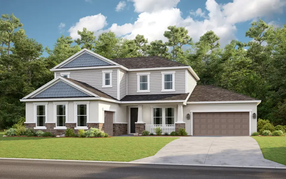 Representative exterior photo of a completed home built from the Anna Marie by Taylor Morrison in Hammock at Two Rivers, Zephyrhills, FL (Image 17).