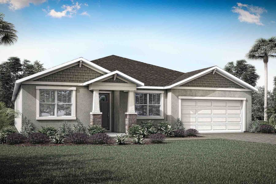 Representative exterior photo of a completed home built from the Red Rock by Mattamy Homes in Pasadena Ridge, Zephyrhills, FL (Image 2). Representative exterior photo of a completed home built from the Red Rock by Mattamy Homes in Pasadena Ridge, Zephyrhills, FL (Image 2).