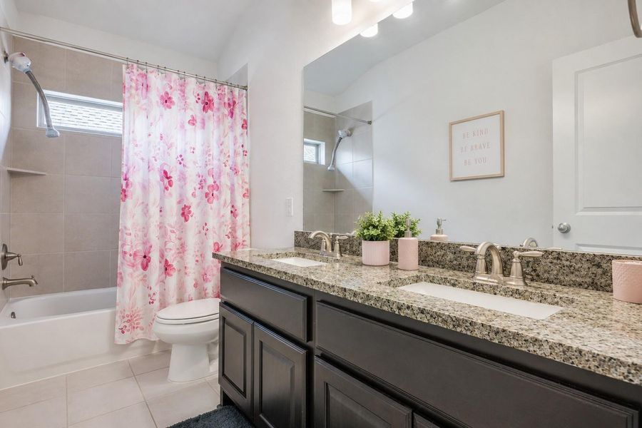 Bathroom shared by upstairs bathrooms 2 & 3 - Photo has been virtually altered to help viewer with perspective