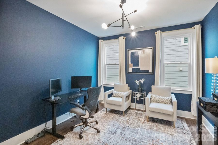 Home office with french doors on main level
