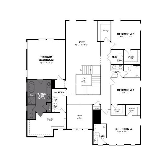 2D floor plan layout for the Satilla by Beazer Homes in Estates at Daves Creek, Cumming, GA (Image 3).