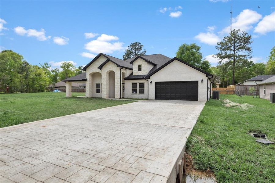 Stamped concrete driveway