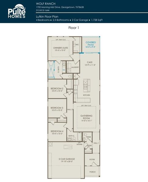 2D floor plan layout of this home in Wolf Ranch, Georgetown, TX (Image 5).