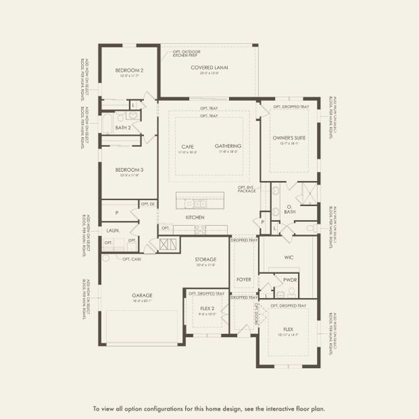 2D floor plan layout for the Mahogany by Pulte Homes in Avera, Orlando, FL (Image 3).