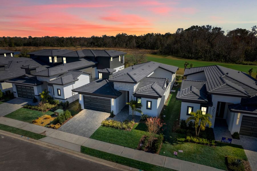 Representative exterior photo of a completed home built from the Courtyard 50 3BR by ABD Development in Hampton Green at Providence, Davenport, FL (Image 27).
