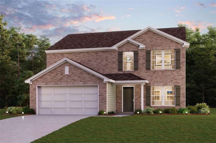 Front exterior of a new home in David's Place, Warner Robins, GA, highlighting curb appeal (Image 1). Front exterior of a new home in David's Place, Warner Robins, GA, highlighting curb appeal (Image 1).