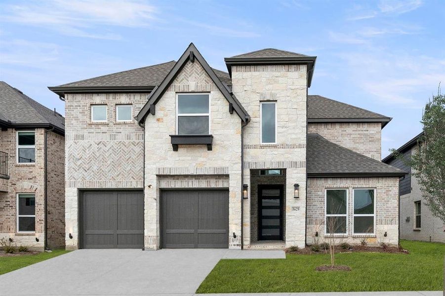 Front exterior of a new home in Sutton Fields, Celina, TX, highlighting curb appeal (Image 1). Front exterior of a new home in Sutton Fields, Celina, TX, highlighting curb appeal (Image 1).