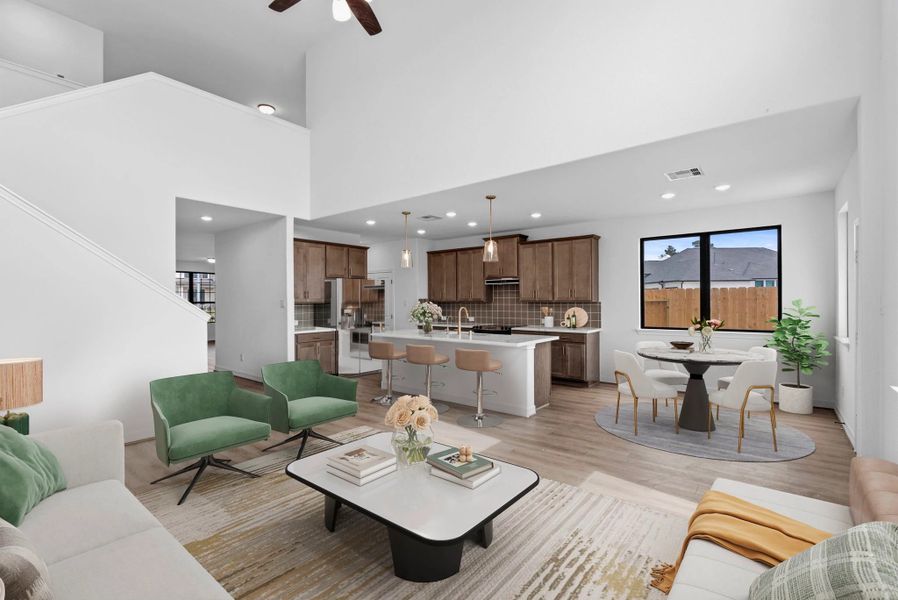 Gathering room. Sample product photo. Actual exterior and interior selections may vary by homesite. Photo may be virtually staged. Gathering room. Sample product photo. Actual exterior and interior selections may vary by homesite. Photo may be virtually staged.