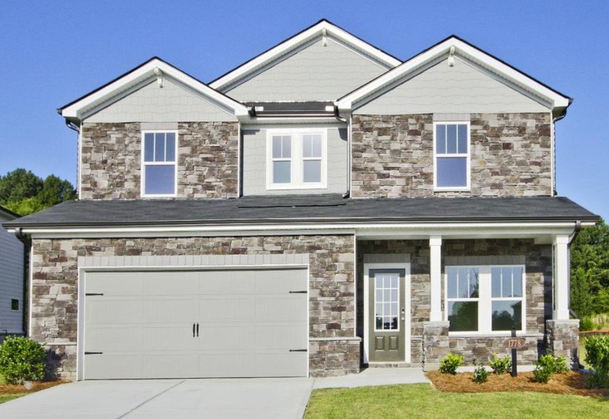 Representative exterior photo of a completed home built from the Dakota Basement by Meritage Homes in Parkside at Grayson, Grayson, GA (Image 1). Representative exterior photo of a completed home built from the Dakota Basement by Meritage Homes in Parkside at Grayson, Grayson, GA (Image 1).