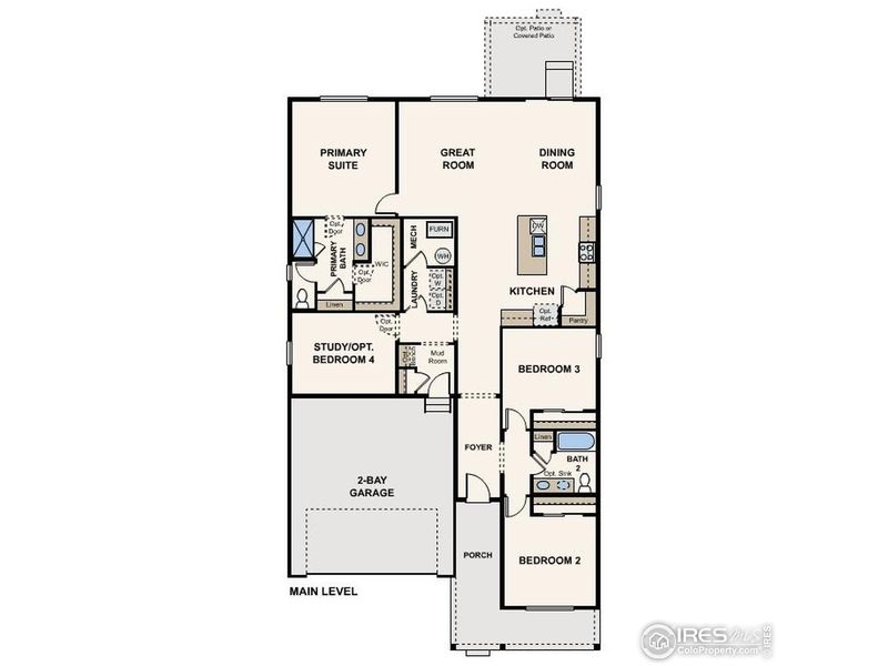 2D floor plan layout of this home in The Overlook at Johnstown Farms, Johnstown, CO (Image 5).