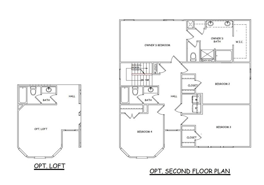 2D floor plan layout for the Jodeco 2 Story Bay - Single Family Homes by Dream Finders Homes in Evergreen Hills, Piedmont, SC (Image 5).