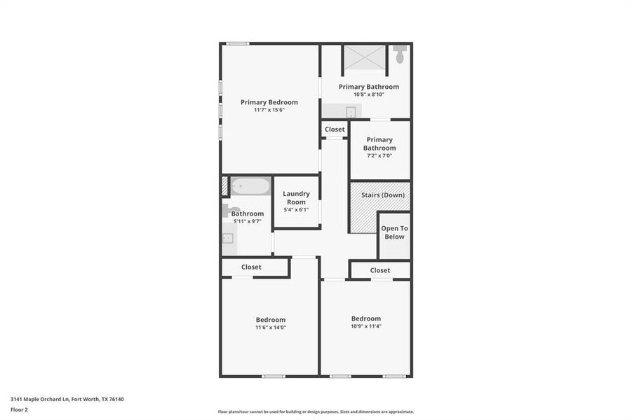 2D floor plan layout of this home in Orchard Village, Fort Worth, TX (Image 6).