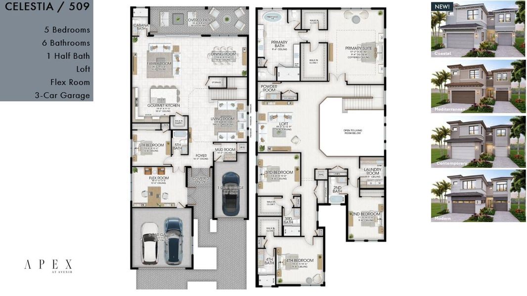 2D floor plan layout of this home in Apex at Avenir, Palm Beach Gardens, FL (Image 3).