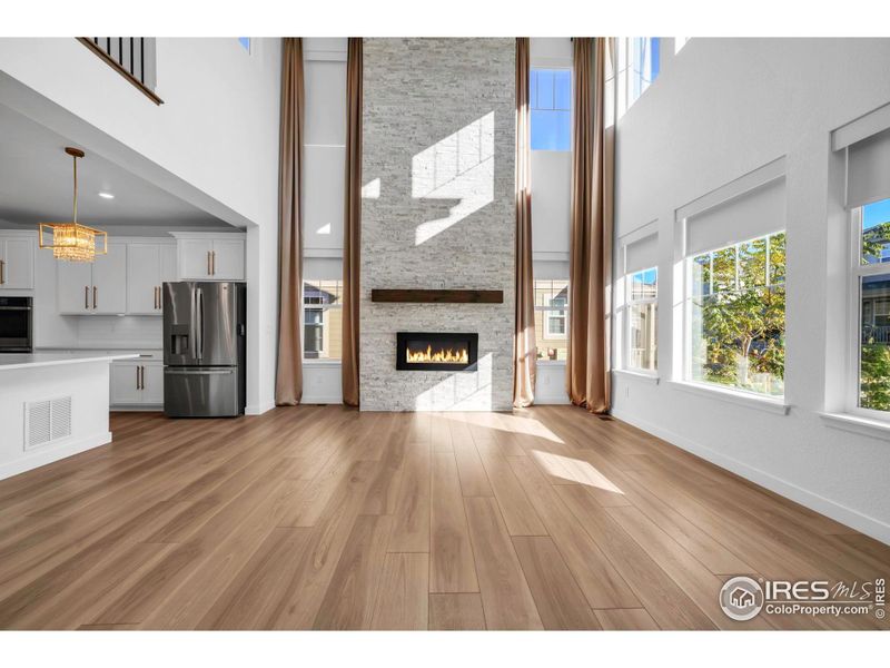 Stone fireplace surround to the ceiling Stone fireplace surround to the ceiling