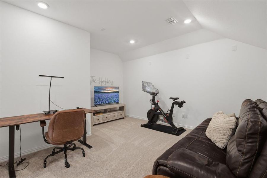 Oversized upstairs game room or flex space with room to play, relax, study, or watch movies. A major bonus compared to many single-story new builds.