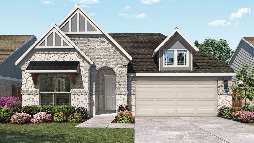 Representative exterior photo of a completed home built from the Oleander by DRB Homes in Retreat at San Gabriel, Georgetown, TX (Image 4).