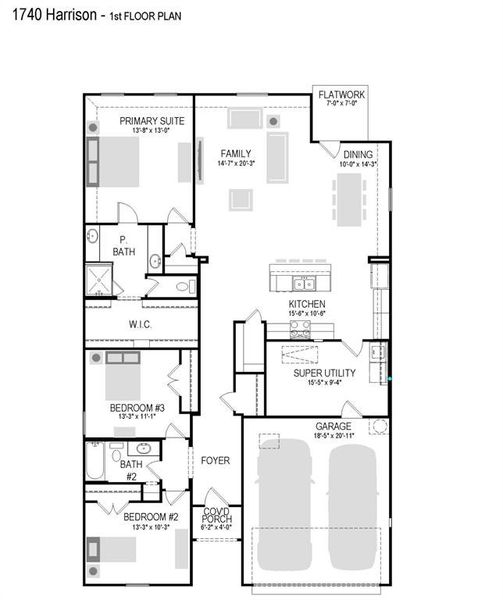 2D floor plan layout of this home in Southridge, McKinney, TX (Image 5). 2D floor plan layout of this home in Southridge, McKinney, TX (Image 5).