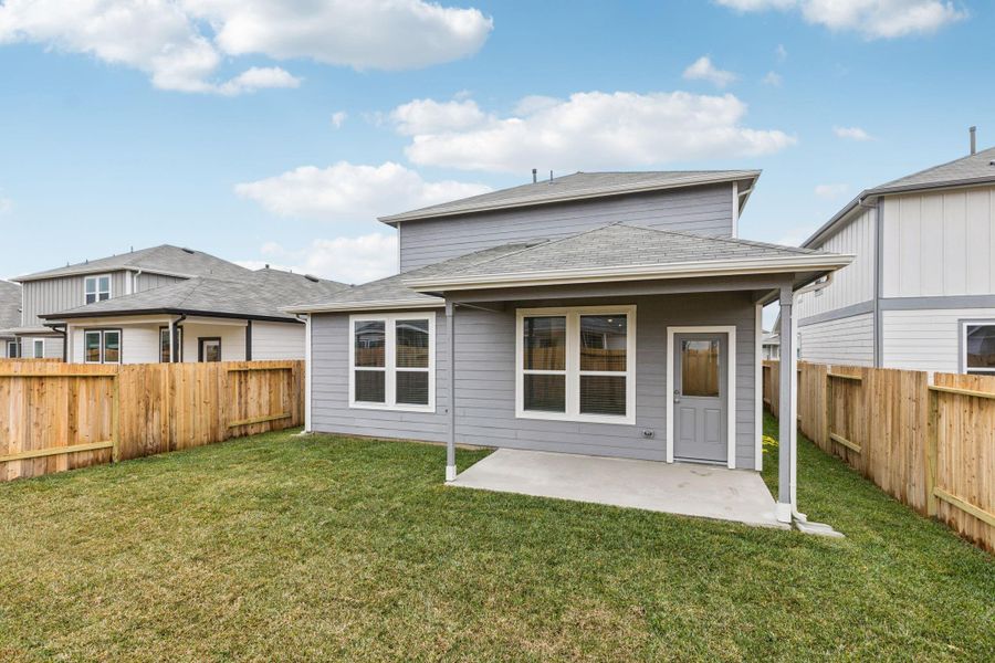 Exterior details and patio area of a home in Decker Farms, Magnolia (Image 3). Exterior details and patio area of a home in Decker Farms, Magnolia (Image 3).