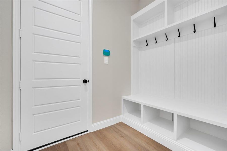 Mud bench right off garage entrance