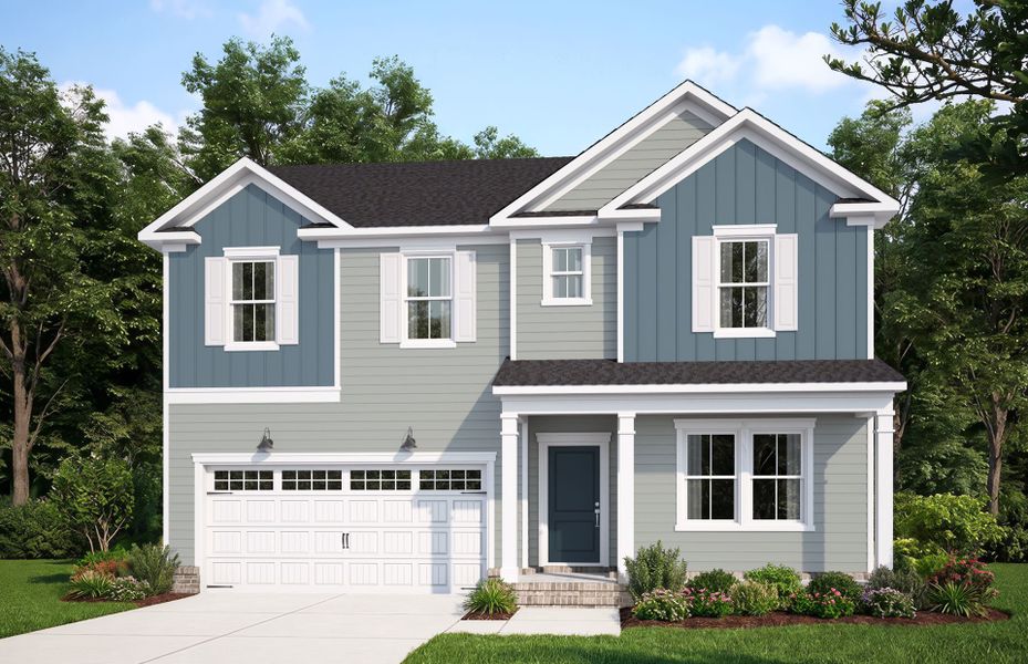 Representative exterior photo of a completed home built from the Hampton by Pulte Homes in Broadmoor, Wake Forest, NC (Image 22). Representative exterior photo of a completed home built from the Hampton by Pulte Homes in Broadmoor, Wake Forest, NC (Image 22).