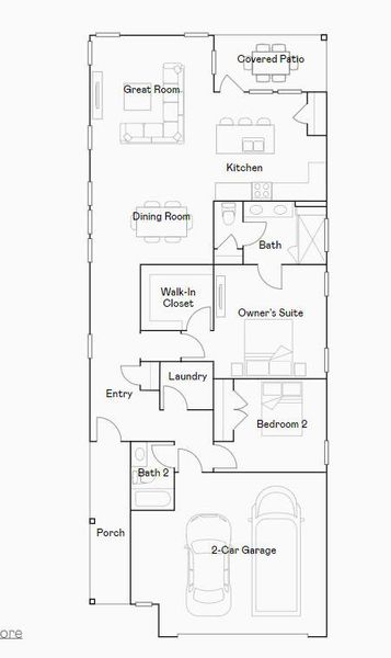 2D floor plan layout of this home in Horizons at Carnes Crossroads | 55+, Summerville, SC (Image 2).