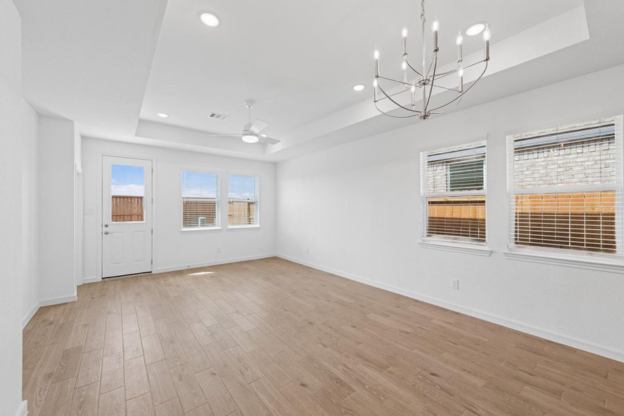 Bright and open great room and dining area