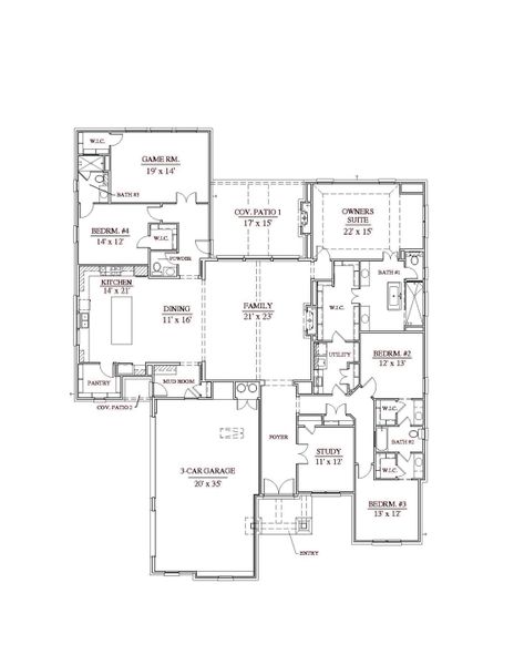 2D floor plan layout of this home in NorthGlen, Haslet, TX (Image 5).