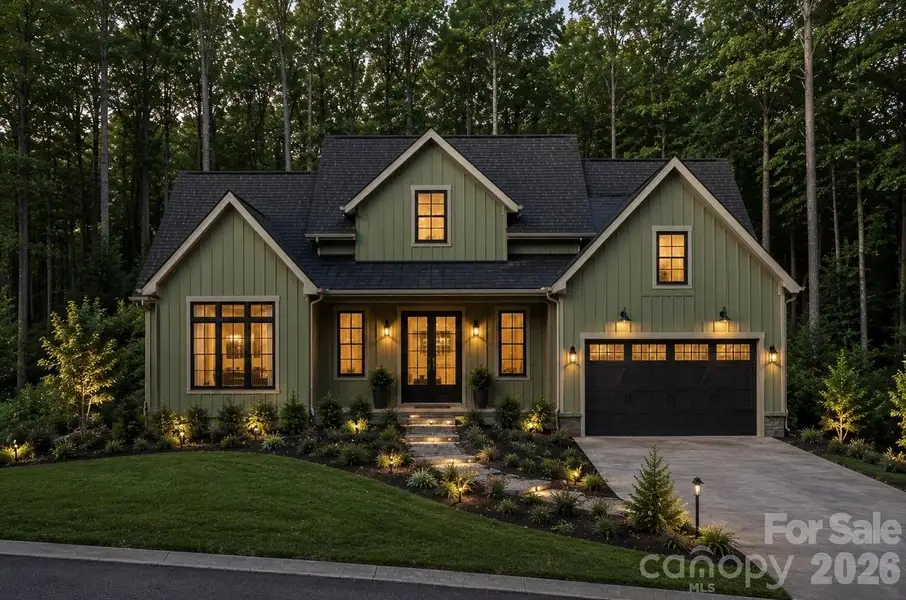 Front exterior of a new home in , Hendersonville, NC, highlighting curb appeal (Image 1). Front exterior of a new home in , Hendersonville, NC, highlighting curb appeal (Image 1).