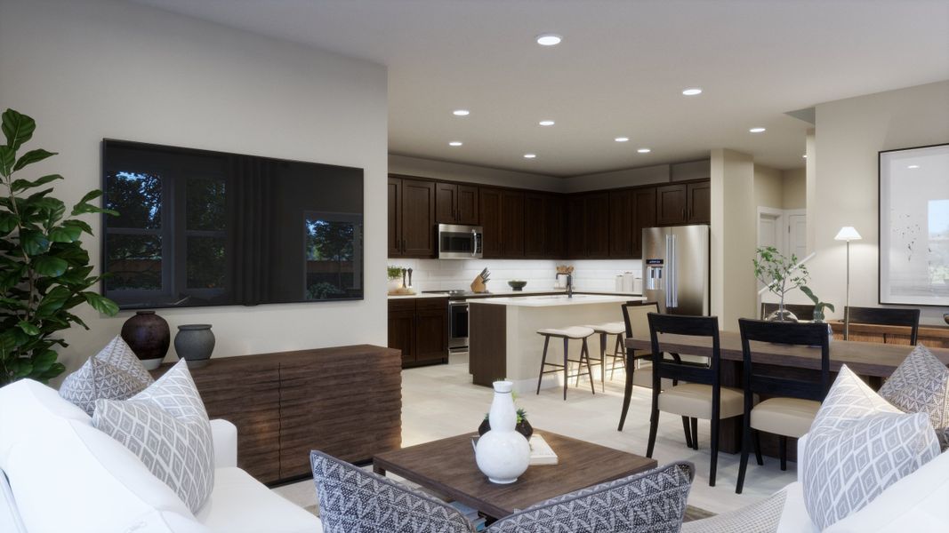 Representative furnished interior of a home built from the 2502 by Risewell Homes in Harvest Crossing, Aurora (Image 6).