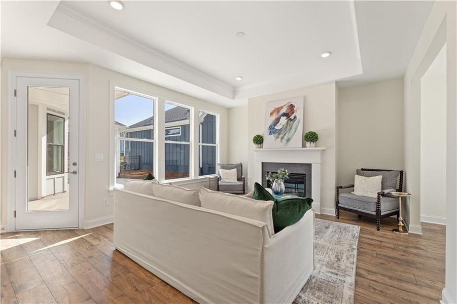 Furnished interior in a model home at The Courtyards by The Manor in Alpharetta (Image 18).