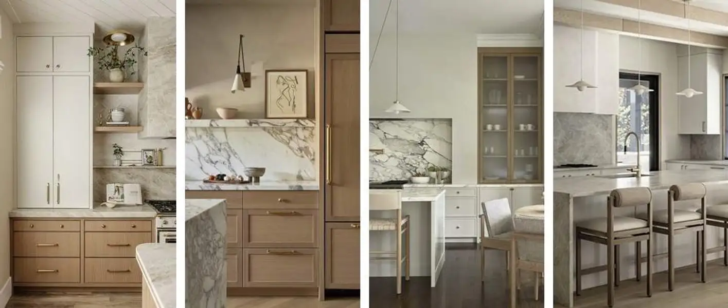 Kitchen featuring backsplash, pendant lighting, dark wood-style flooring, and a kitchen bar Kitchen featuring backsplash, pendant lighting, dark wood-style flooring, and a kitchen bar