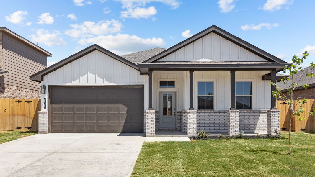 Representative exterior photo of a completed home built from the CARLSBAD by D.R. Horton in Northwest Passage, Midland, TX (Image 2). Representative exterior photo of a completed home built from the CARLSBAD by D.R. Horton in Northwest Passage, Midland, TX (Image 2).