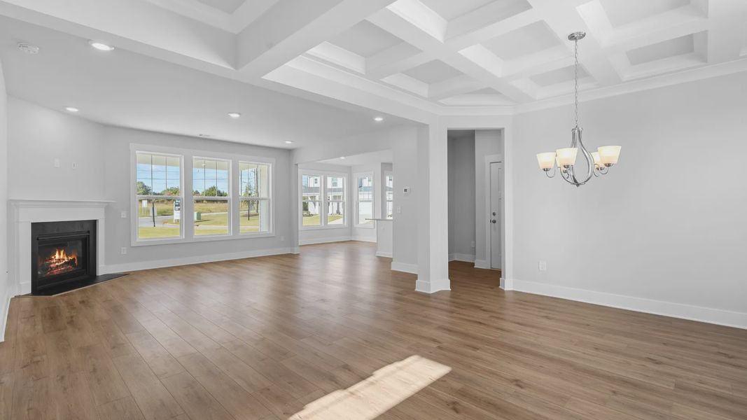 2 story single family home, all white, dining room