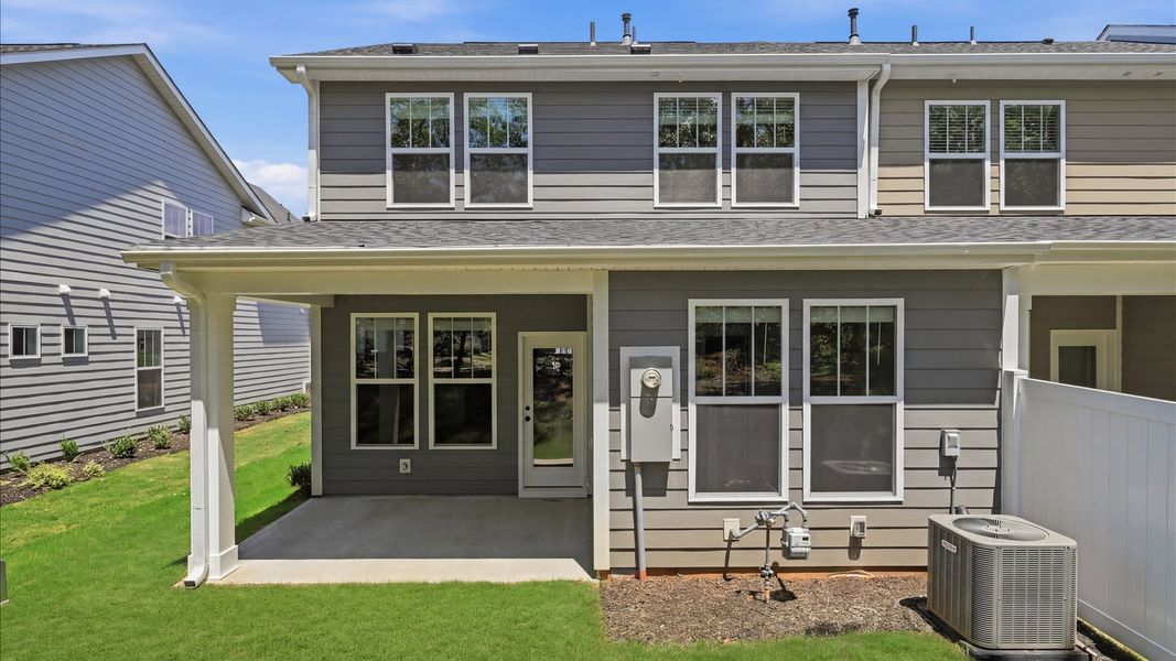 Exterior details and patio area of a home in Pelham Crossing Villas, Greenville (Image 4). Exterior details and patio area of a home in Pelham Crossing Villas, Greenville (Image 4).